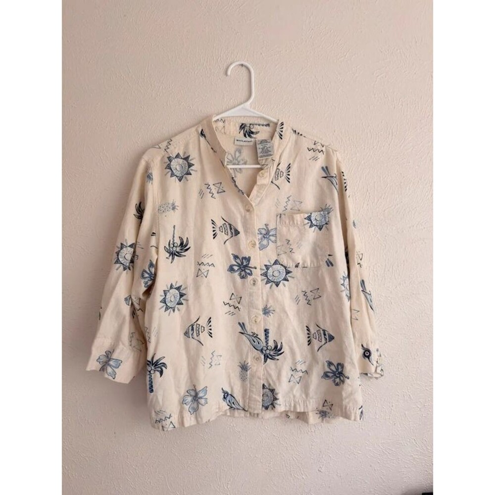 Linen style coastal button down